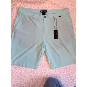 TravisMathew Men's Golf Shorts Light Aqua Blue/Green Size 38 Performance Stretch